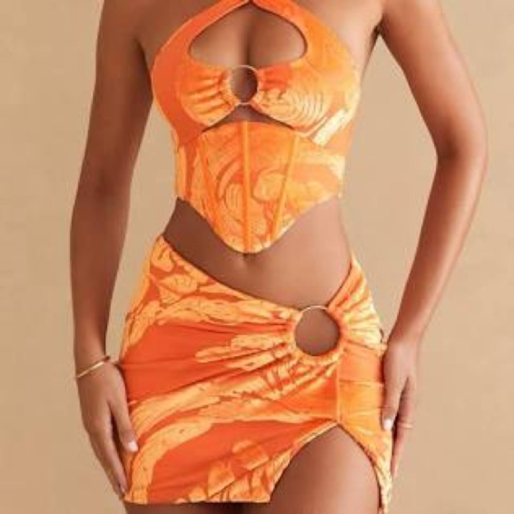 Oh Polly Orange corset halter top size (8)